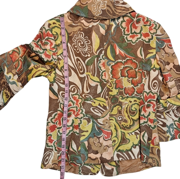 Lafayette 148 Floral Print Blazer Sz 8 Peter Pan Collar Button Up Boho Work READ - Picture 11 of 16